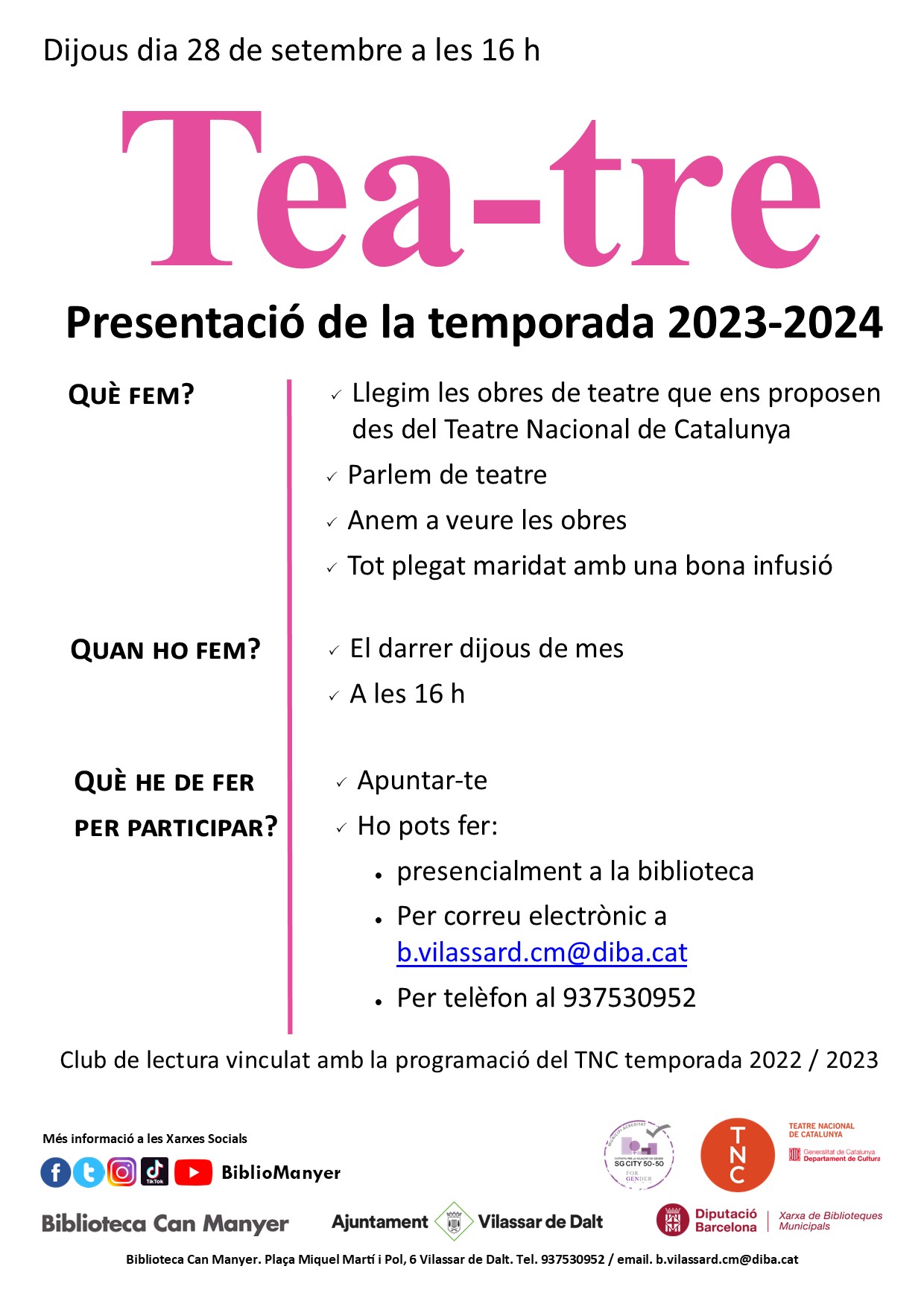 TEA-TRE. Presentació de la temporada