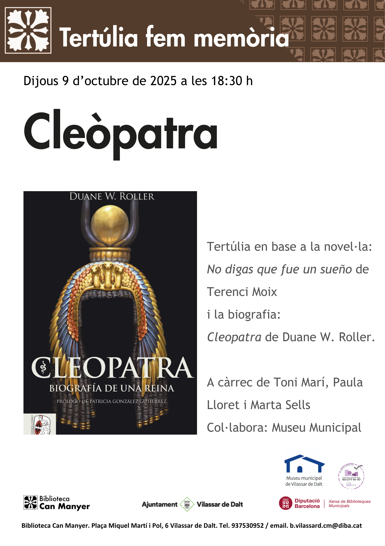 Fem Memòria: 'No digas que fué un sueño' i 'Cleopatra: biografia de una reina'