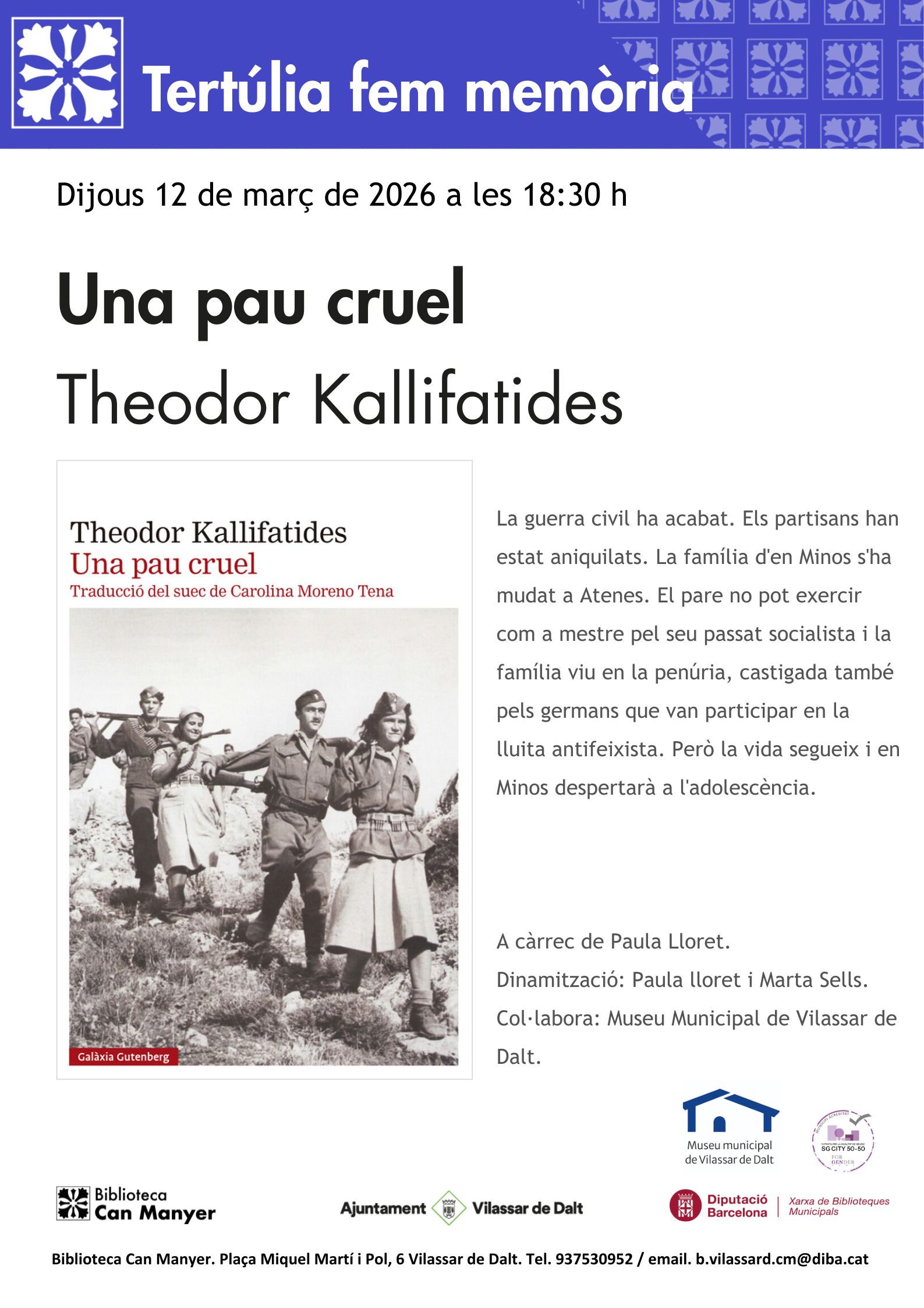 Tert&uacute;lia Fem mem&ograve;ria: 'Una pau cruel', de Theodor Kallifatides