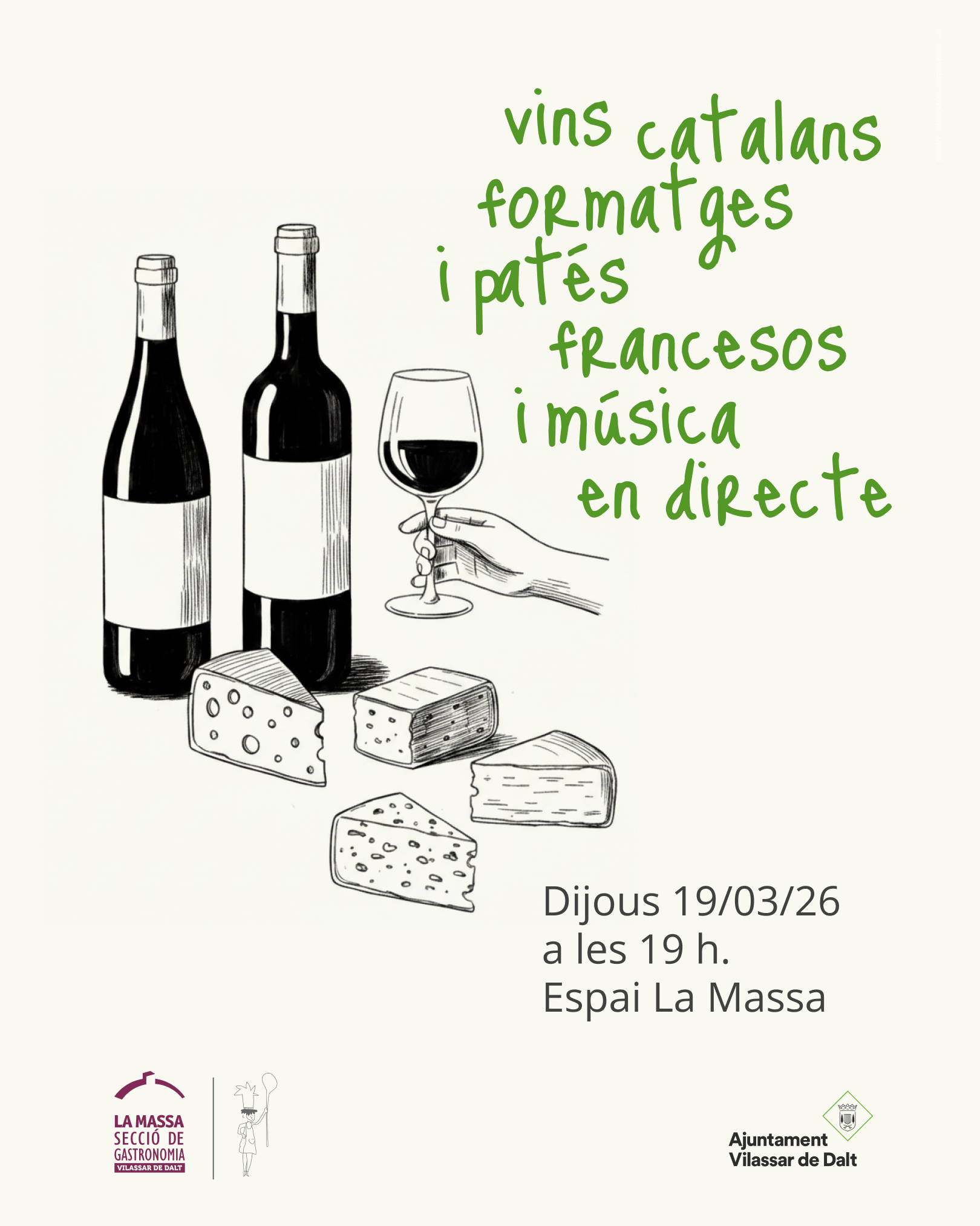 Vins catalans, formatges i pat&eacute;s francesos i m&uacute;sica en directe