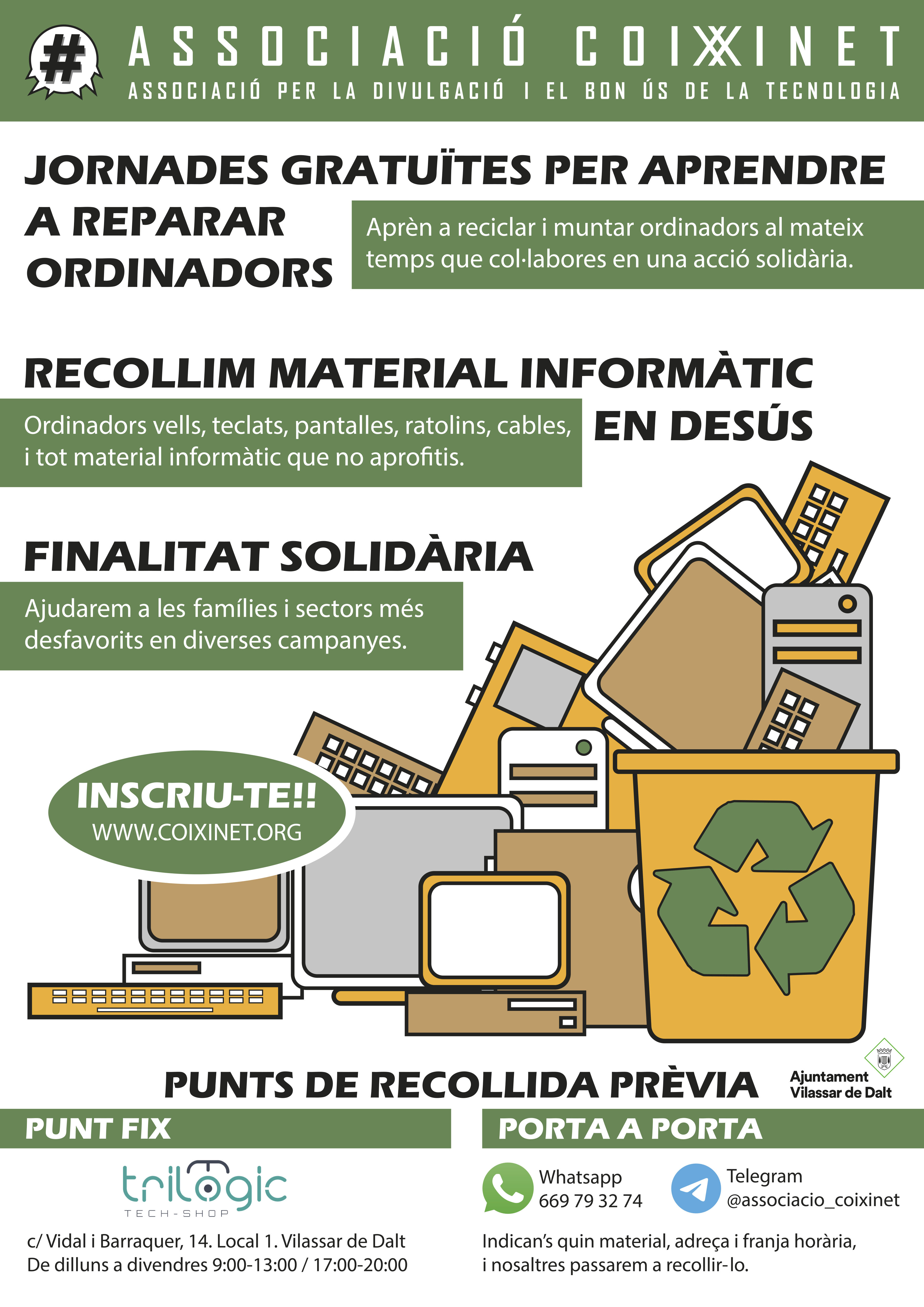 L'Associació Coixinet recull material informàtic en desús